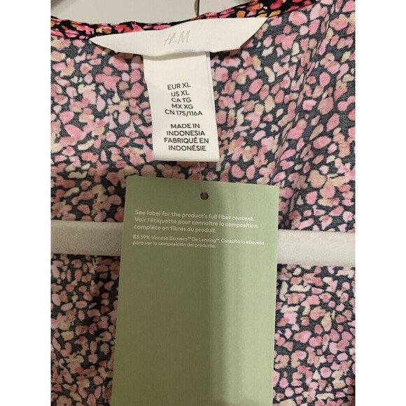 NWT H&M Viscose Multi Color Wrap Dress Ruched Effect Size XL (R17) - Picture 4 of 8